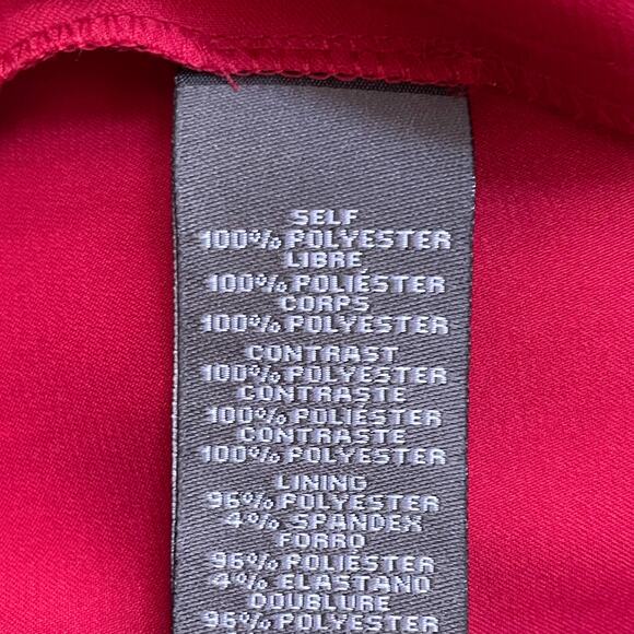 Vince Camuto Ruffle Midi Dress Sz 12 Pink Red Coral White Preppy Grecian Goddess - Picture 8 of 9